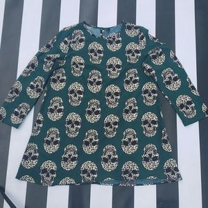 Emerald Green With Cheetah Skull pattern dress